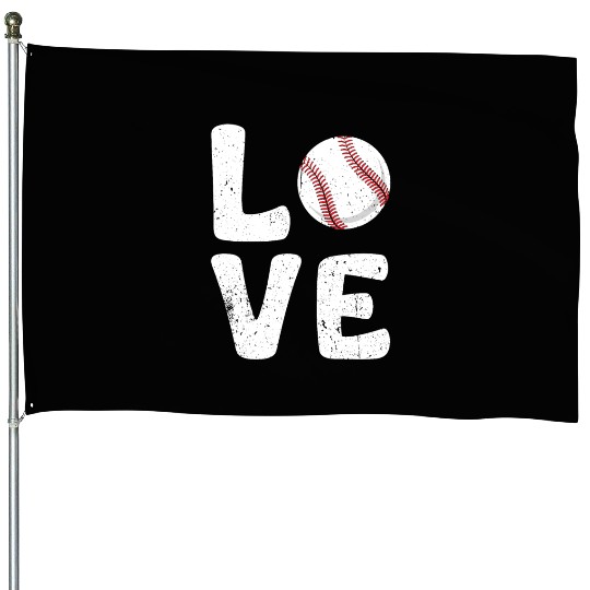 Valentine s Day Love Baseball House Flags