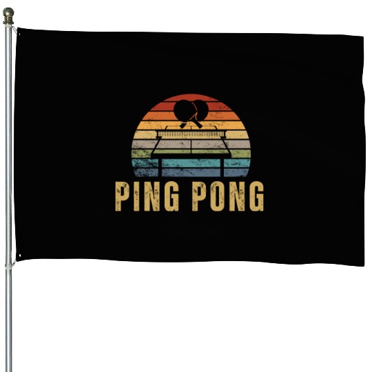 Ping Pong Player Vintage Retro 70s Design Ping House Flags