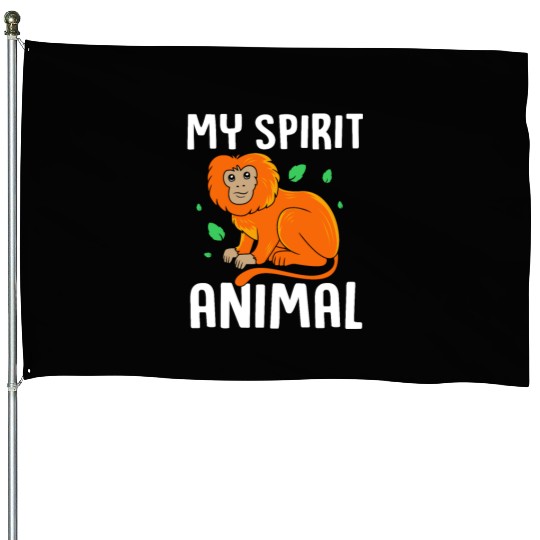 Cute Golden Lion Tamarin Monkey My Spirit Animal House Flags