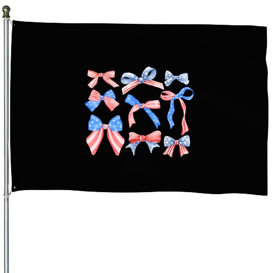 Red White Blue American Coquette House Flags