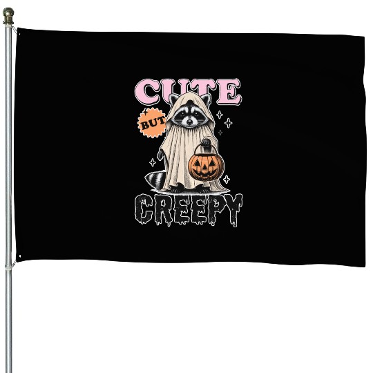 Funny Halloween Raccoon Cute But Creepy Boo Trash House Flags