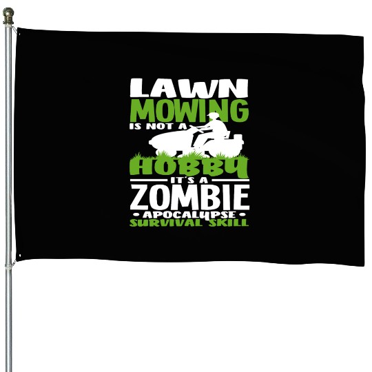 Landscaper Gardener Lawn Mowing Zombie House Flags