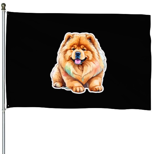 Chow Chow Watercolor House Flags