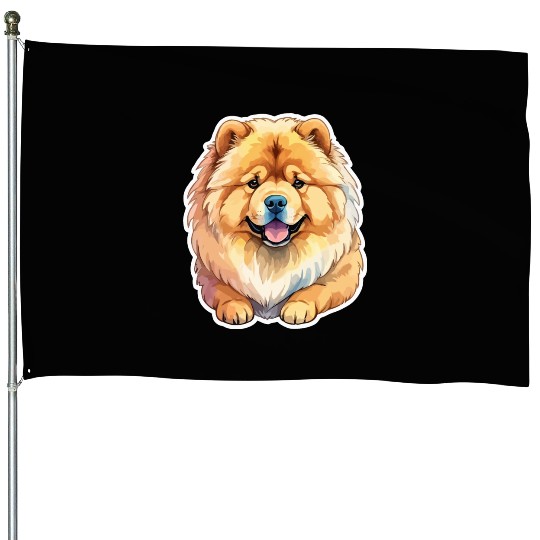 Chow Chow Watercolor House Flags