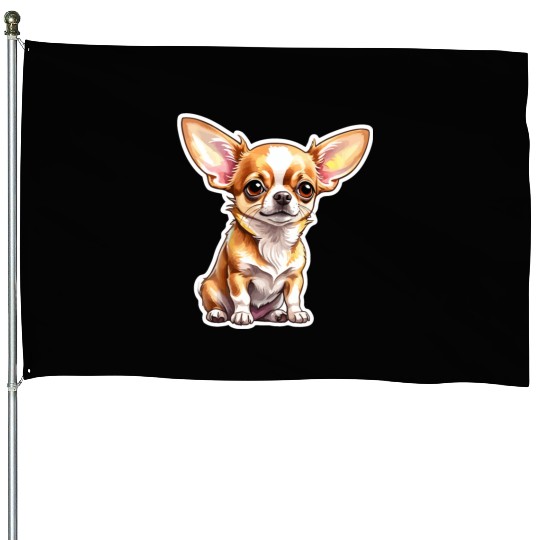Chihuahua Watercolor House Flags