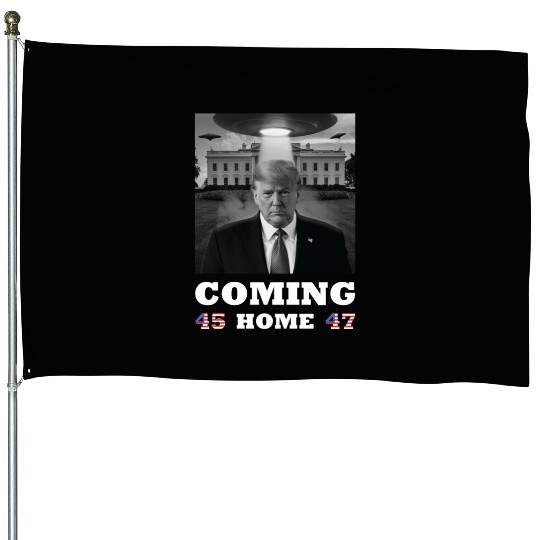 Trump Coming Home with UFOs over the White House House Flags