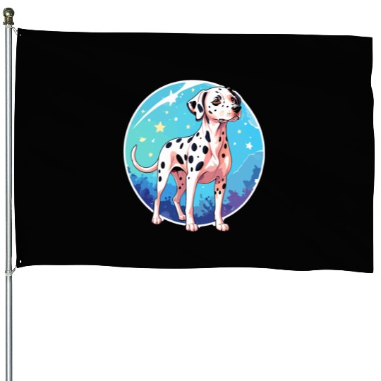 Dalmatian Dog Watercolor House Flags