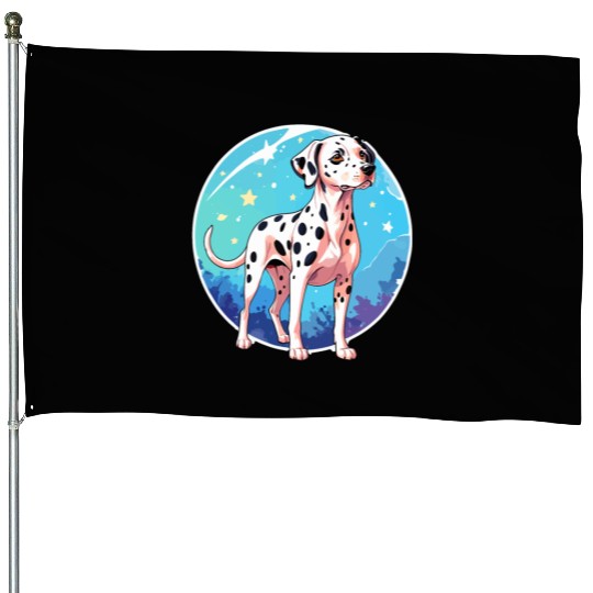 Dalmatian Dog Watercolor House Flags