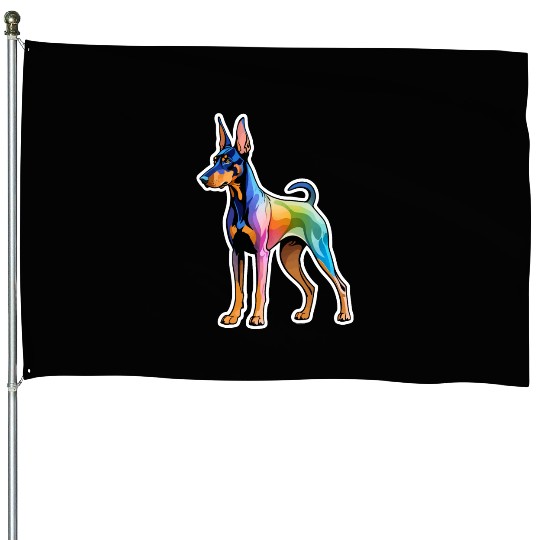 Dobermann Watercolor House Flags