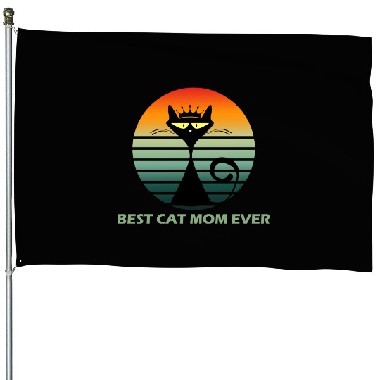 Best cat mom ever Pets cute Funny lovely cat House Flags