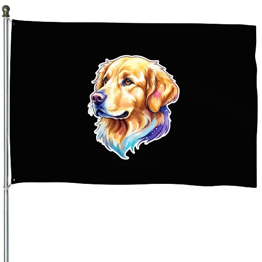 Golden Retriever Watercolor House Flags