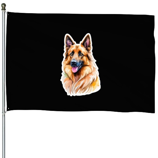 Belgian Shepherd Watercolor House Flags