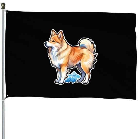 Icelandic Sheepdog Watercolor House Flags