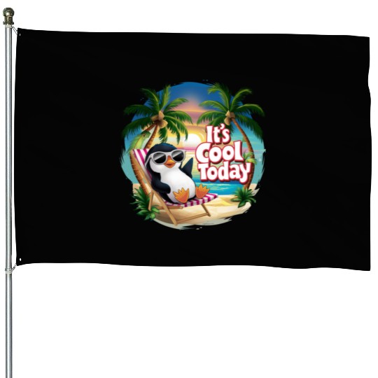 Cute Pinguin House Flags