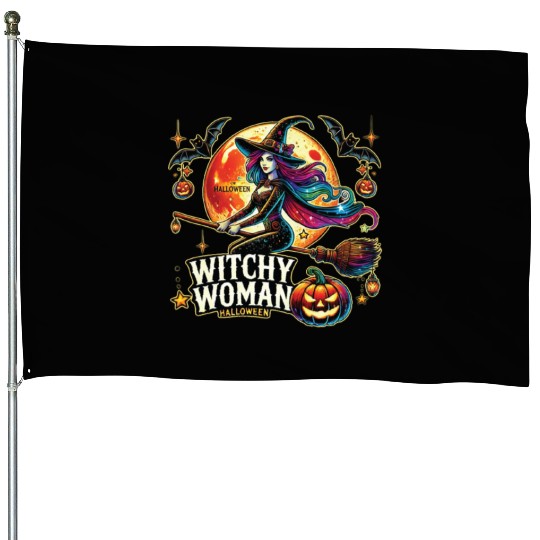 Couple Halloween Husband Witchy Woman Halloween House Flags