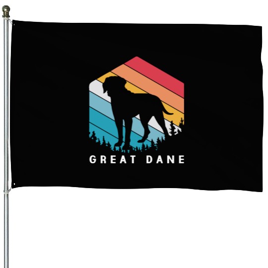 Retro Dog Lovers Great Dane For Great Dane Dad House Flags