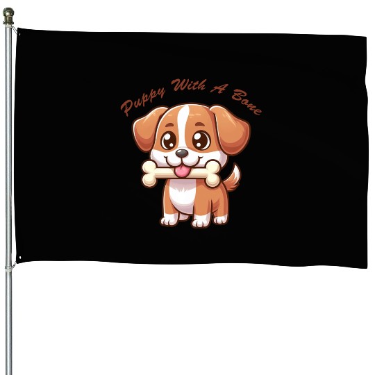 Puppy with a bone House Flags