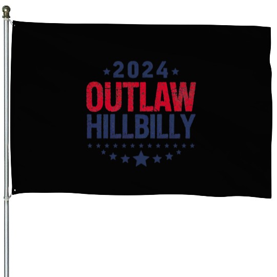 Trump Vance 2024 Outlaw Hillbilly US Flag House Flags