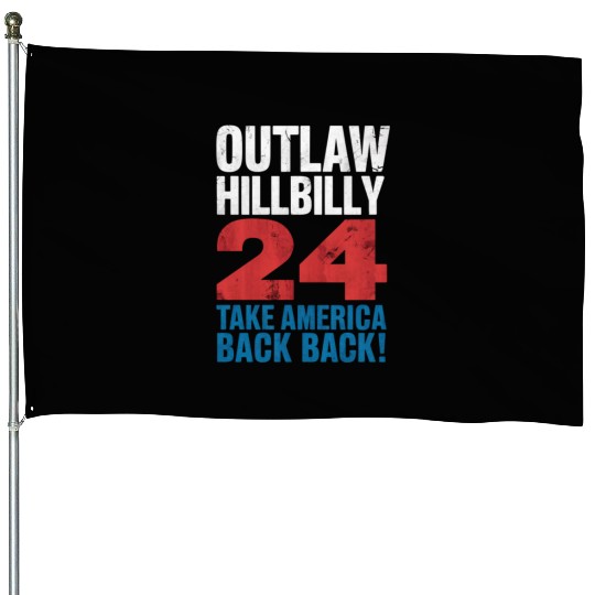 Trump Vance 2024 Outlaw Hillbilly US Flag Vintage House Flags