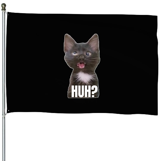 Funny Cross Eyed Cat Meme Huh Funny Cat House Flags