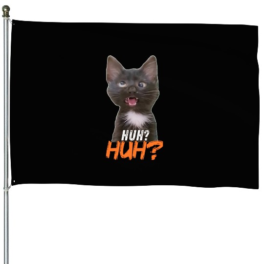 Funny Cross Eyed Cat Meme Huh Funny Cat House Flags