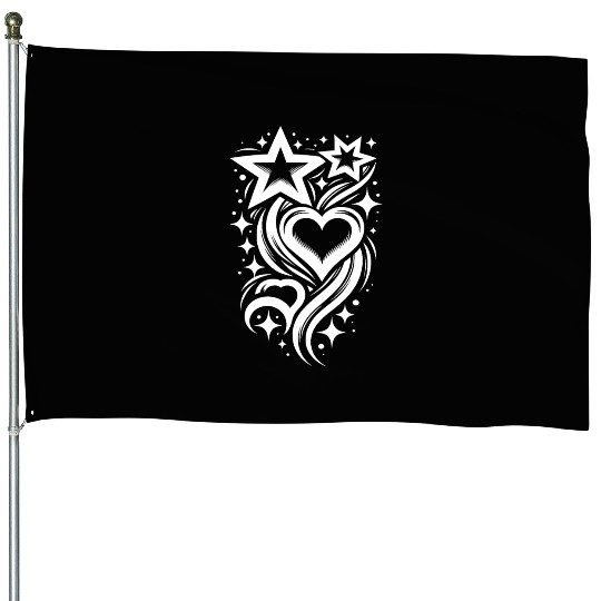 Tattoo Composition Of Hearts And Stars House Flags