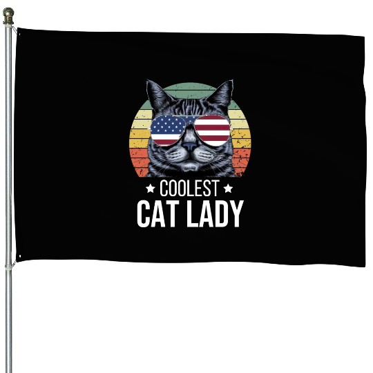 Coolest Cat Lady House Flags