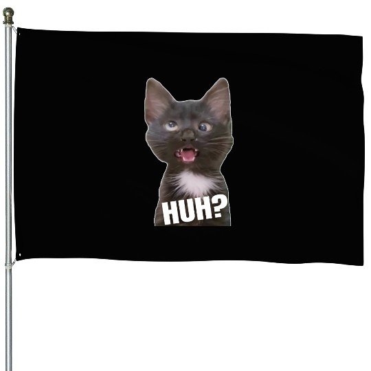 Funny Cross Eyed Cat Meme Huh Funny Cat House Flags