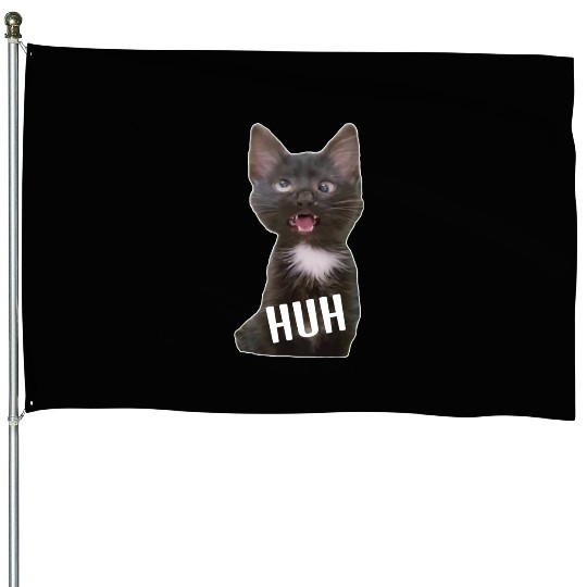 Funny Cross Eyed Cat Meme Huh Funny Cat House Flags