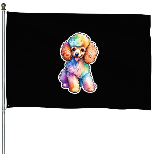Poodle Watercolor House Flags