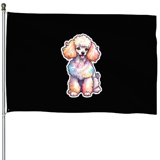 Poodle Watercolor House Flags