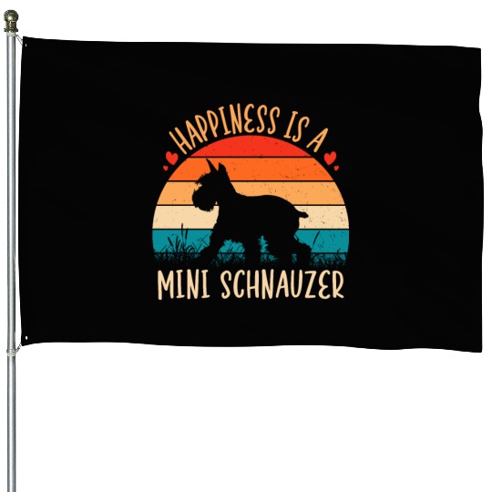 Happiness Is A Mini Schnauzer Retro Vintage House Flags