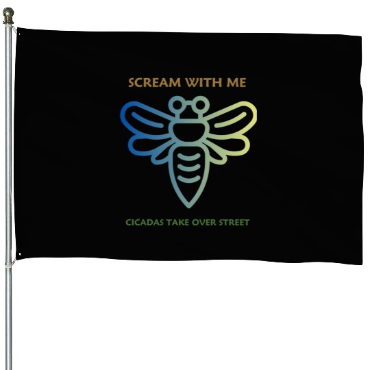 Wildlife Animal Lover Gift Fascinating Cicada-Art House Flags