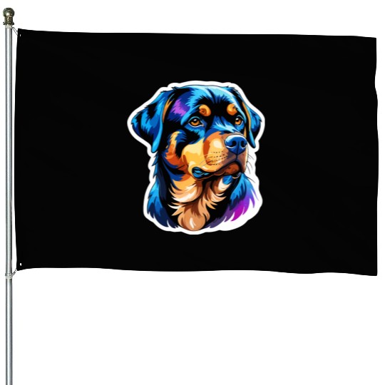 Rottweiler Watercolor House Flags