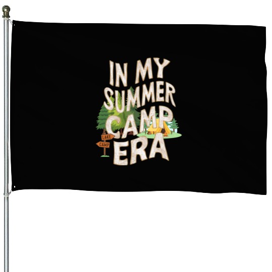Cute In My Summer Camp Era Groovy Friend Crew House Flags
