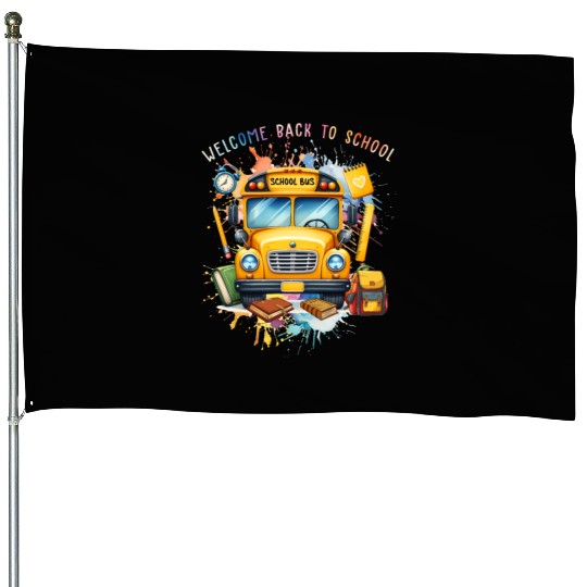 Welcome back to school School Bus House Flags