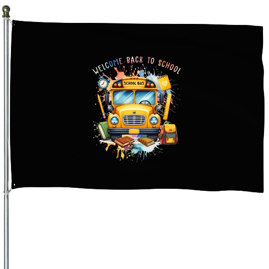 Welcome back to school School Bus House Flags