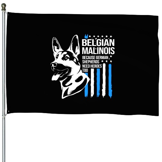 4th Of July US Flag Belgian Malinois K9 Dog House Flags