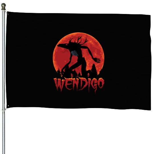 Cryptid Monsters Folk Wendigo Cryptid Creepy House Flags