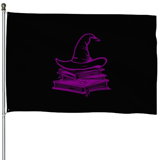 Wizard Hat On Stack Of Books - Back to School House Flags