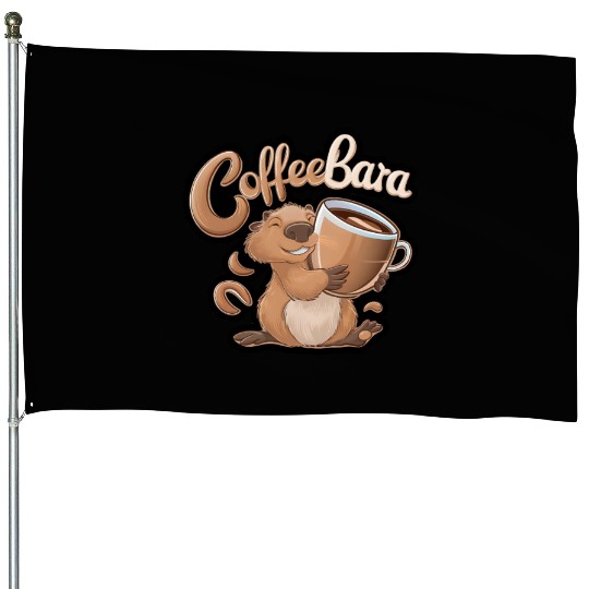 Coffeebara Capybara Coffedrinker House Flags