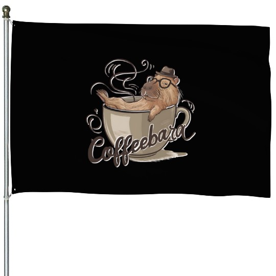 Coffeebara Capybara Coffedrinker House Flags