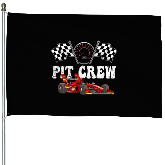 Pit Crew Racing Car Lover House Flags