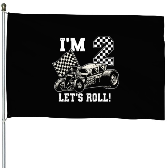 Race Car 2nd Birthday Boy 2 Two Toddler Racing Car House Flags