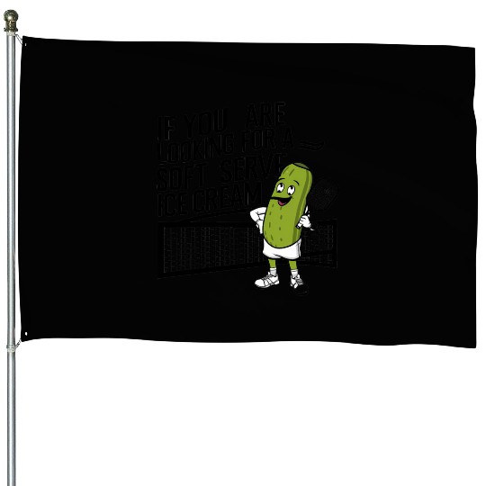 pickle character plays tennis House Flags