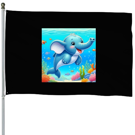 The elephant-dolphin House Flags
