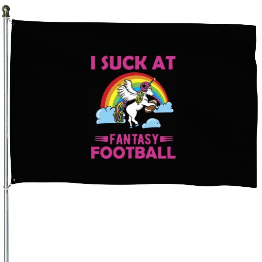 I Suck at Fantasy Football Unicorn Rainbow House Flags