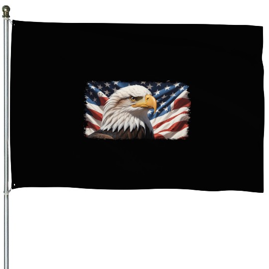 Symbol of Freedom American Eagle and Flag House Flags