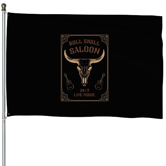 Country Music Western Bull Skull Saloon House Flags