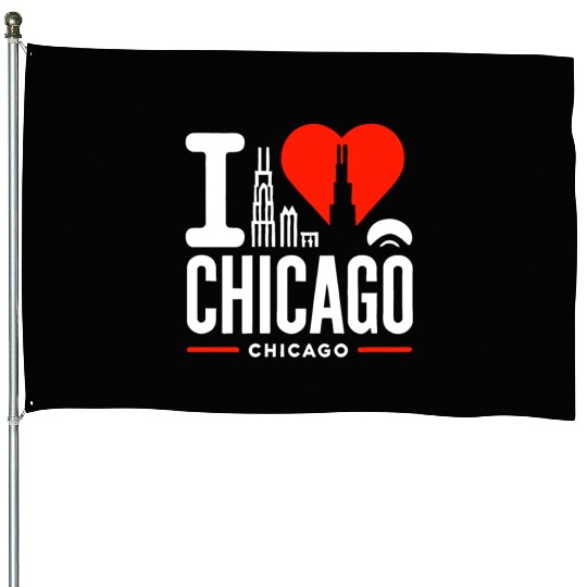 I Love Chicago The Windy City Chi-Town House Flags